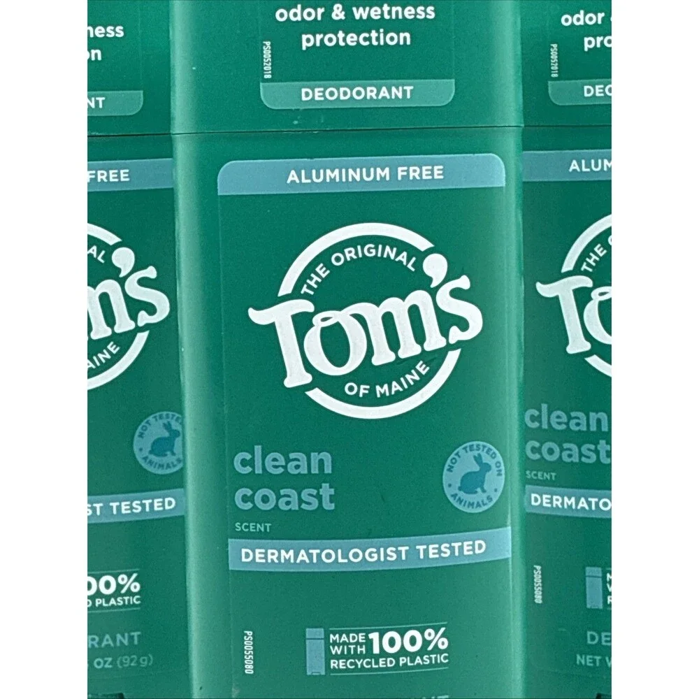 3 Pack Tom's of Maine Aluminum Free CLEAN COAST Deodorant 3.25oz